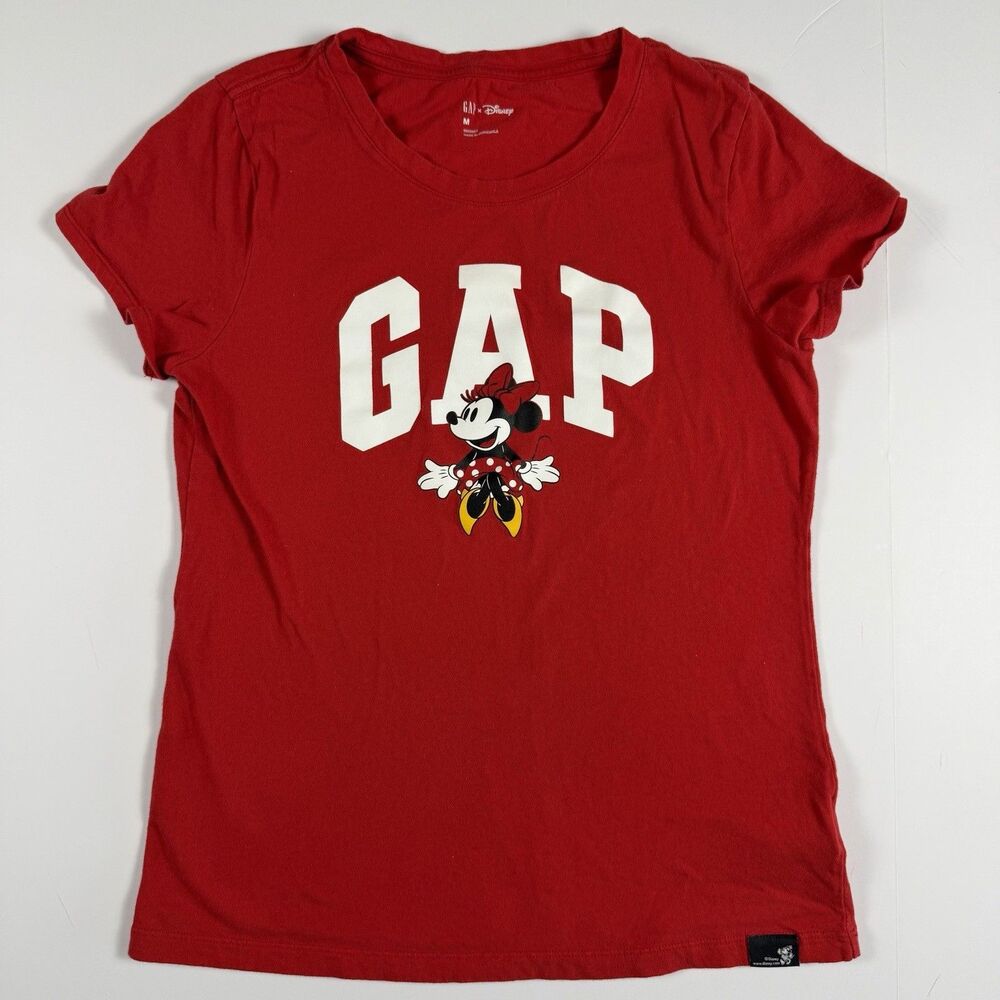 GAP x Disney Minnie Mouse Arch Logo T-Shirt Women Red Medium Collab Tee